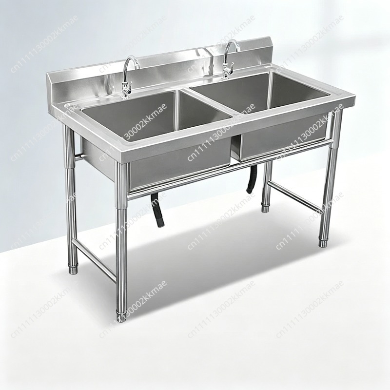 Commercial Kitchen Double Sink - حوض غسيل تجاري من الفولاذ المقاوم