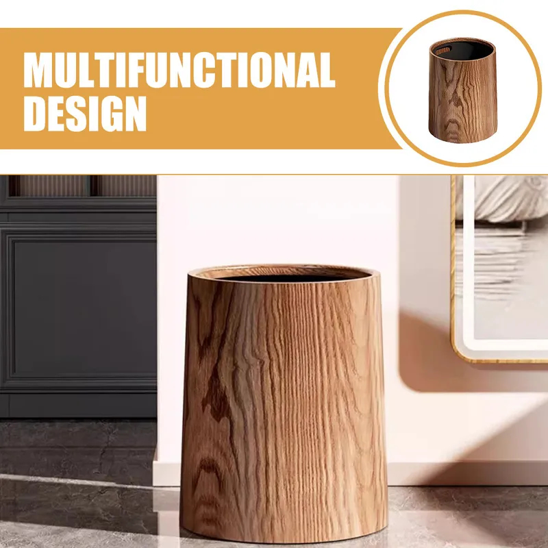 Commercial Kitchen Garbage Can - سلة مهملات متينة بتصميم خشبي مفتوح،