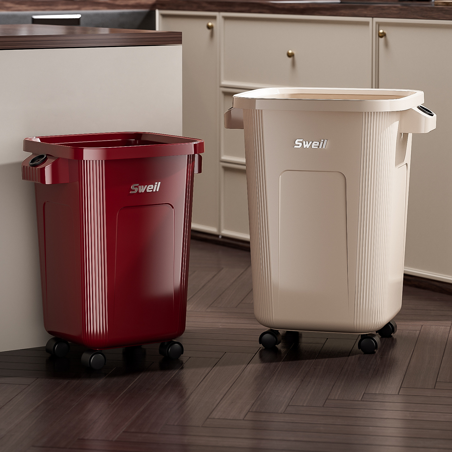Commercial Kitchen Garbage Can - حاوية قمامة كبيرة بعجلات، سلة نفايات