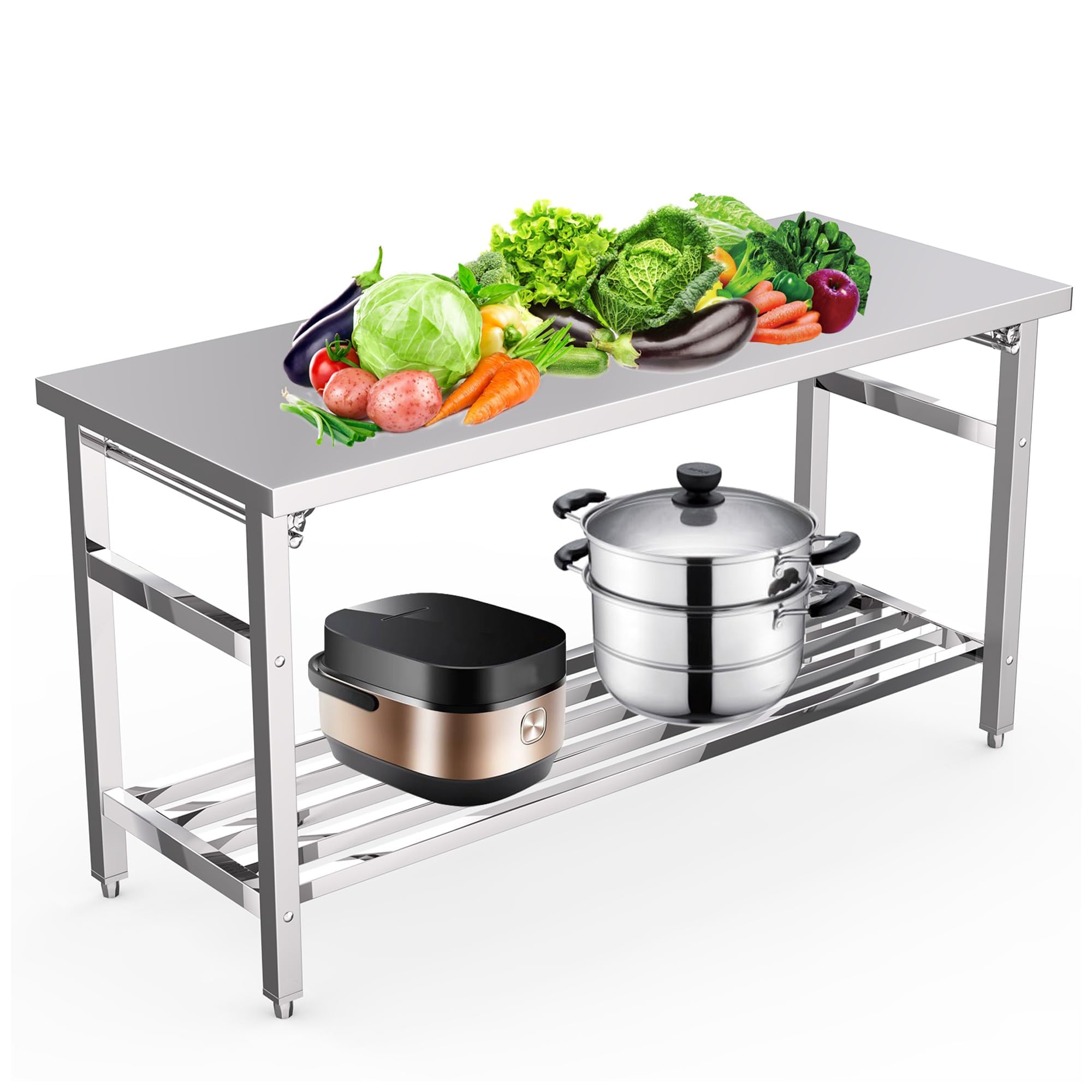 Commercial Kitchen Table - طاولة تحضير قابلة للطي من الفولاذ