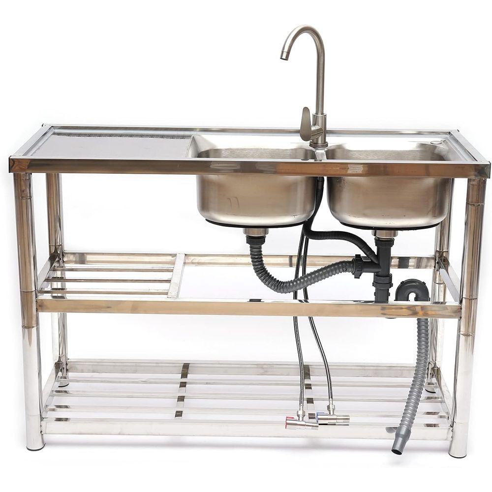 حوض غسيل مزدوج من الفولاذ المق - مراجعة Commercial Kitchen Double Sink وسعره