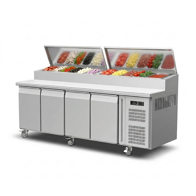 ثلاجة تحضير السندويتشات والبيت - مراجعة Commercial Kitchen Table وسعره