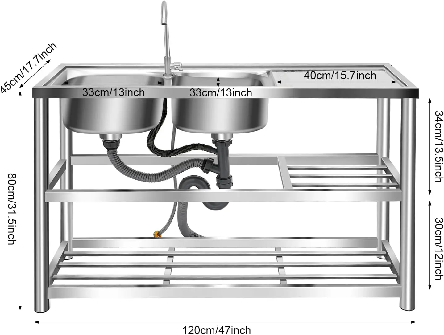 حوض غسيل من الفولاذ المقاوم لل - مراجعة Commercial Kitchen Double Sink وسعره