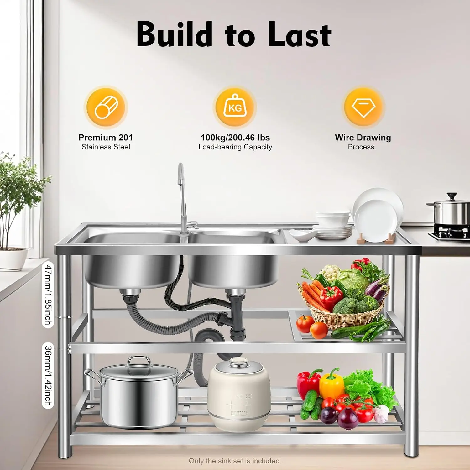 حوض غسيل من الفولاذ المقاوم لل - مراجعة Commercial Kitchen Double Sink وسعره
