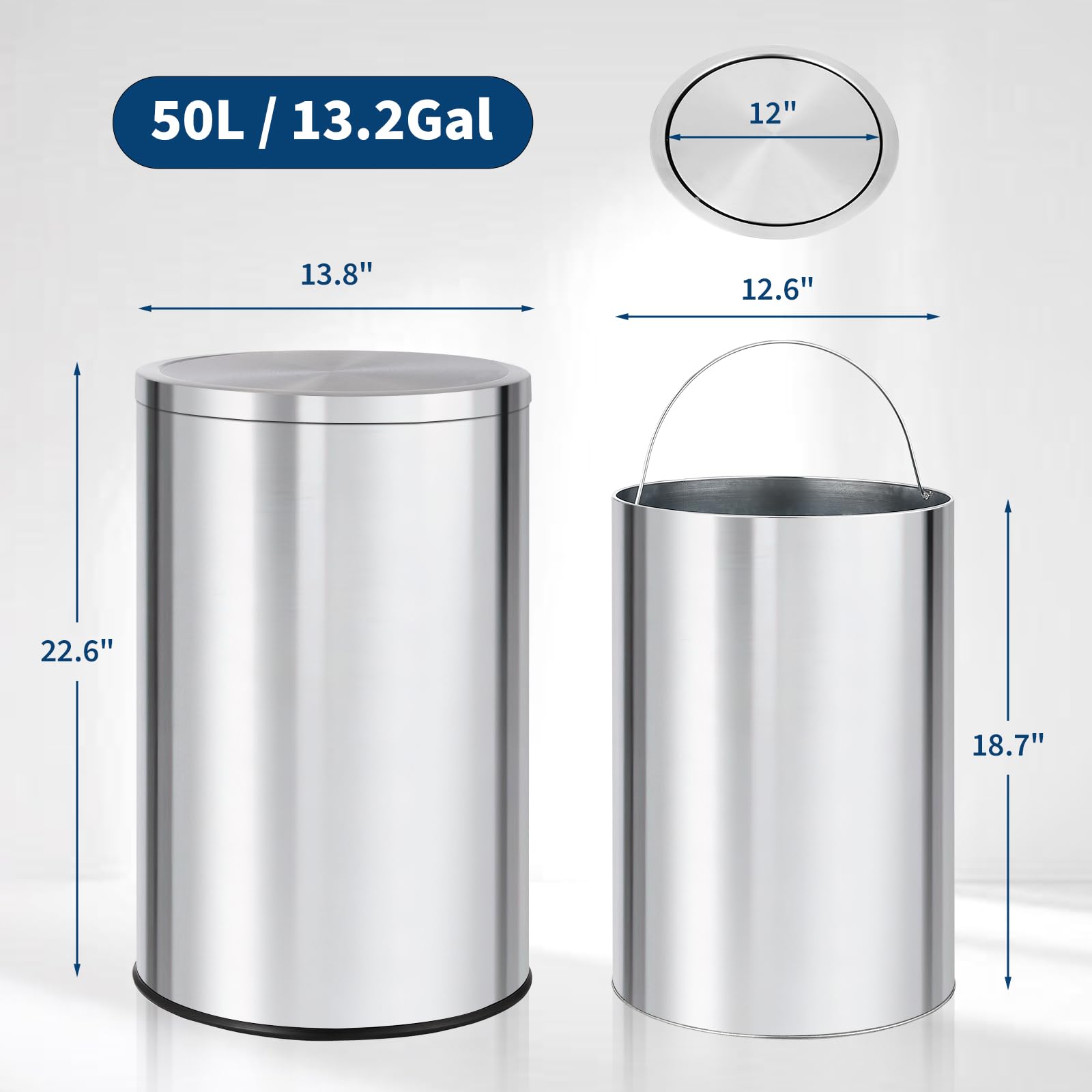 سلة مهملات دائرية سعة 13 جالون - مراجعة Commercial Kitchen Garbage Can وسعره
