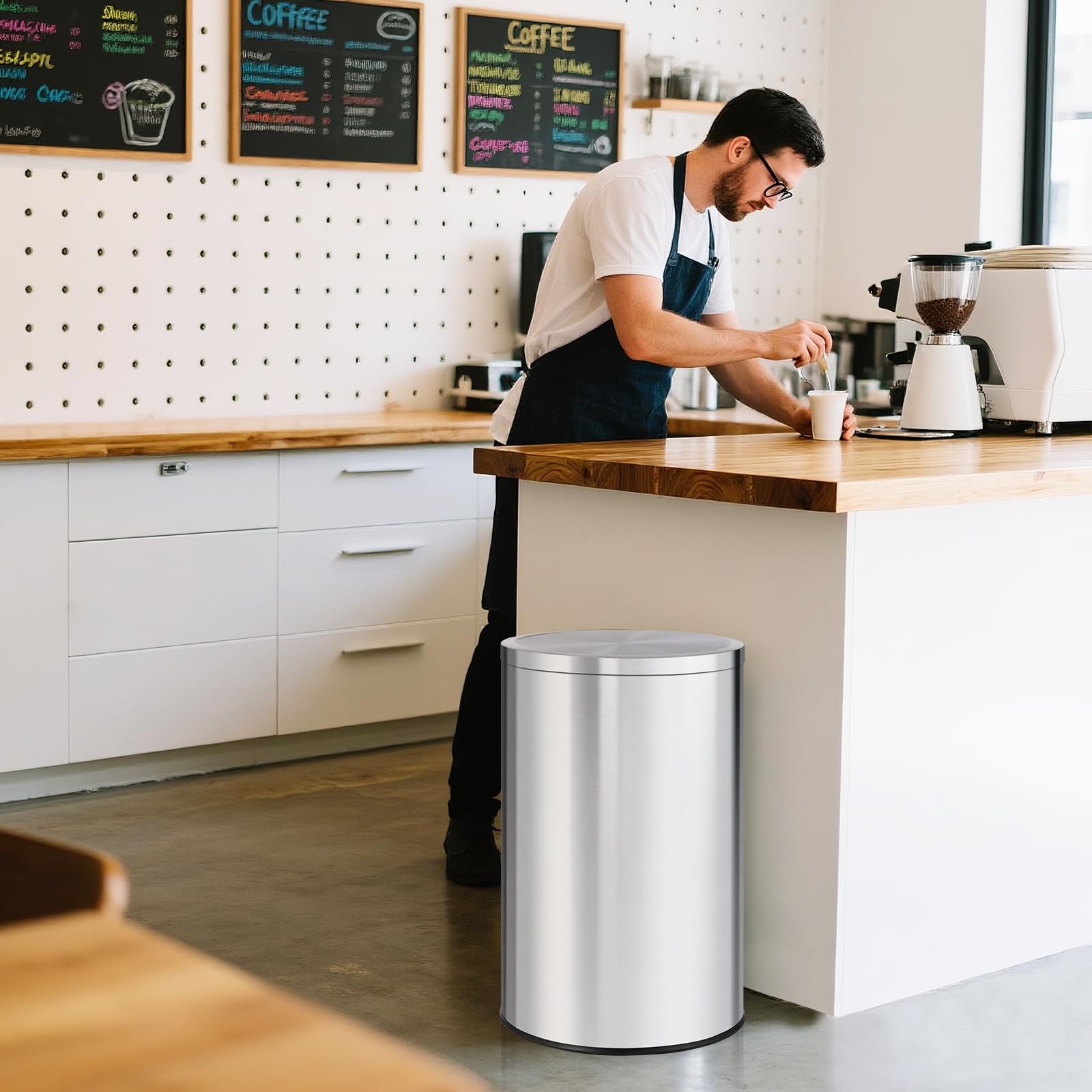 سلة مهملات دائرية سعة 13 جالون - مراجعة Commercial Kitchen Garbage Can وسعره