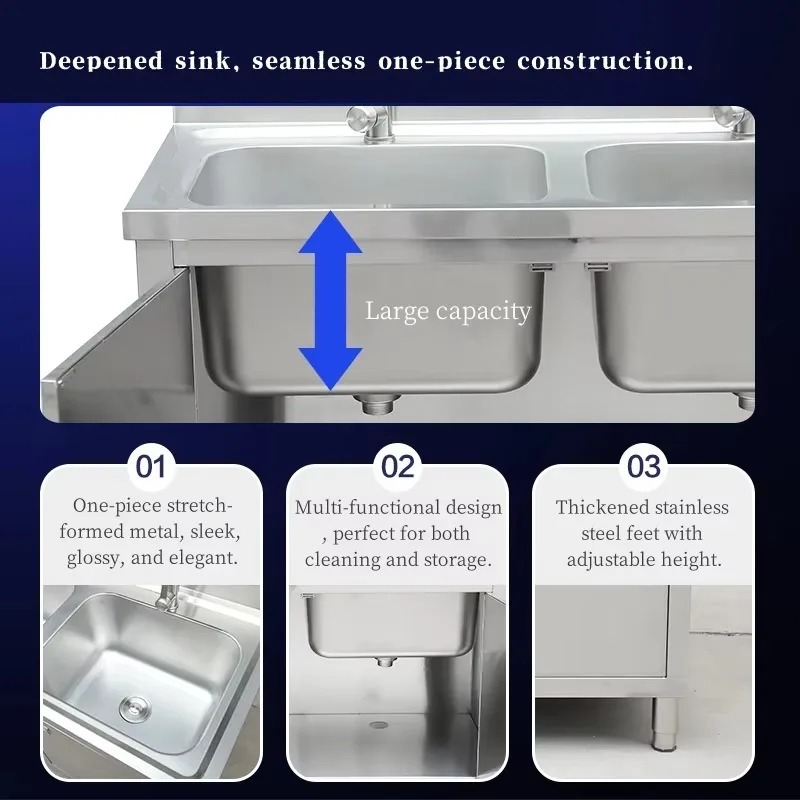 حوض غسيل من الفولاذ المقاوم لل - مراجعة Commercial Kitchen Double Sink وسعره