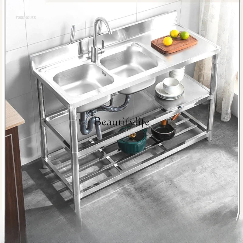 أحواض المطبخ الحديثة السميكة ل - مراجعة Commercial Kitchen Double Sink وسعره