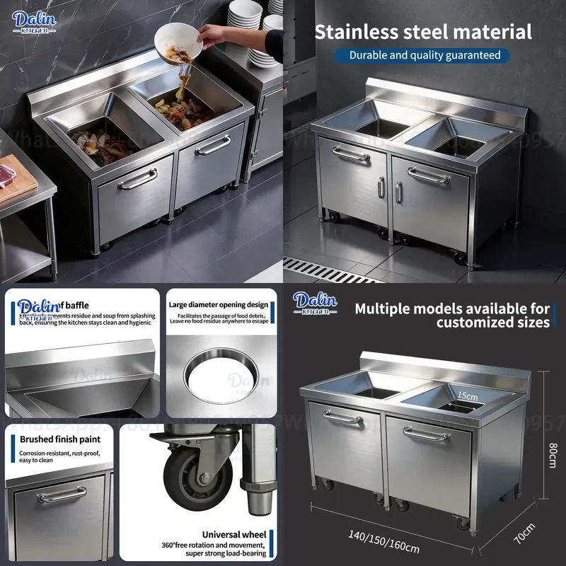 خزانة نفايات متحركة من الفولاذ - مراجعة Commercial Kitchen Garbage Can وسعره