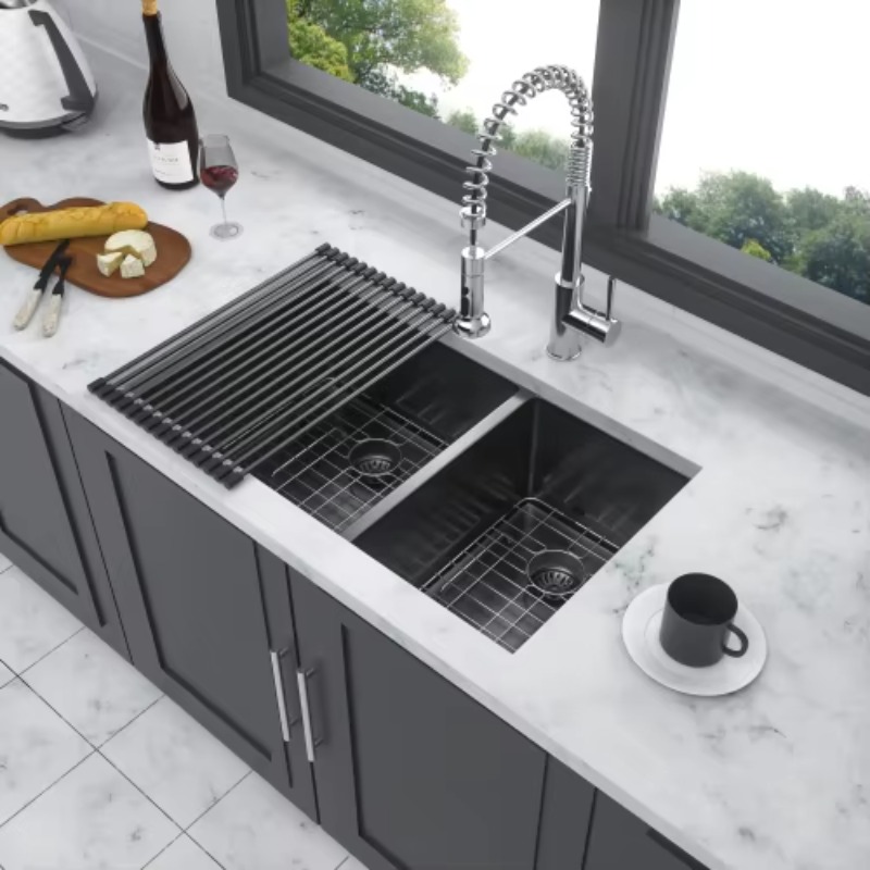 حوض مطبخ كبير حديث مزدوج الحوض - مراجعة Commercial Kitchen Double Sink وسعره